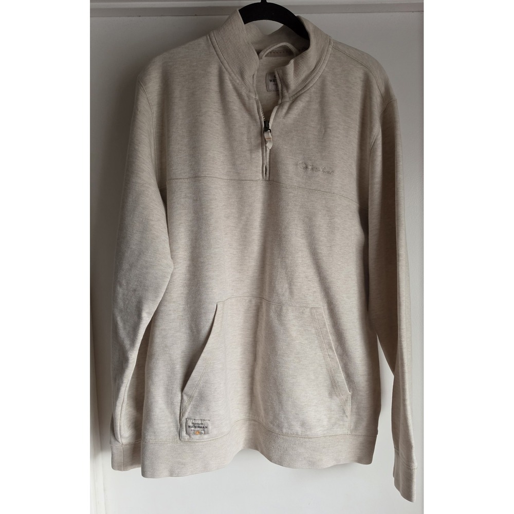 Quiksilver Waterman Pullover Sweatshirt Men M Beige Solid Collared Long Sleeve